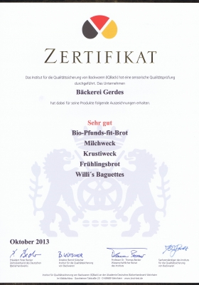 Backwaren, die mit sehr gut bewertet wurden